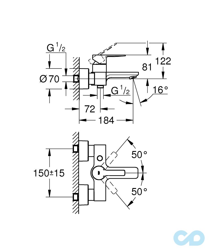 розмір змішувач для ванни lineare 33849001