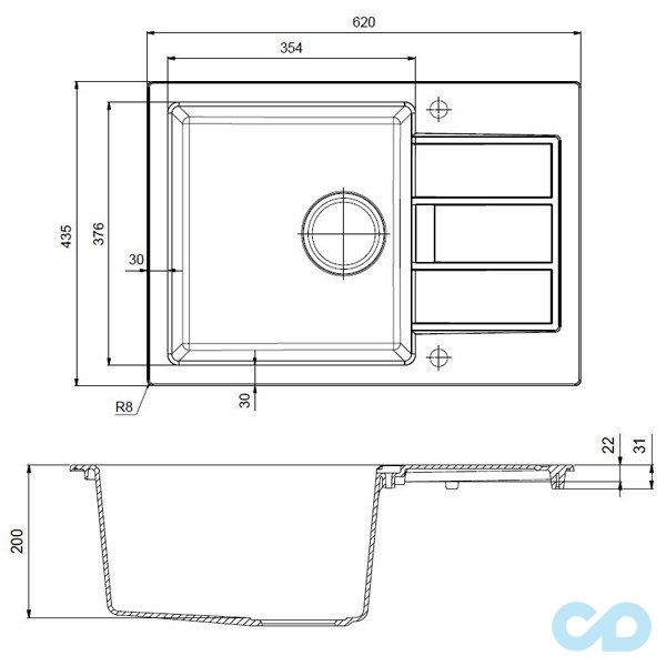 розміри мийка franke sid slim 939 тектонайт біла