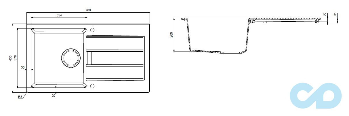 розміри кухонна мийка franke sid slim 958 тектонайт біла