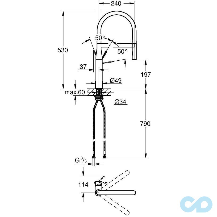размер смеситель для мойки grohe essence 30294000