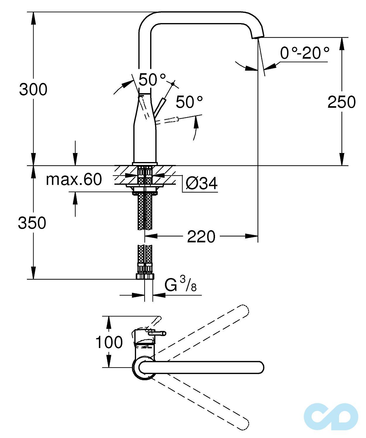 розмір змішувач для мийки grohe essence 30269dc0