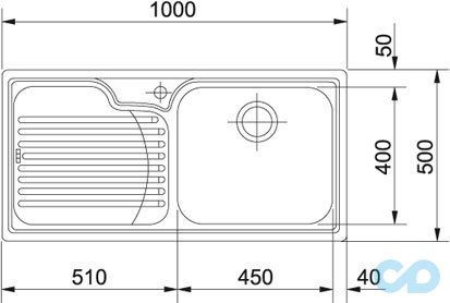 розмір кухонна мийка franke galassia gax 509