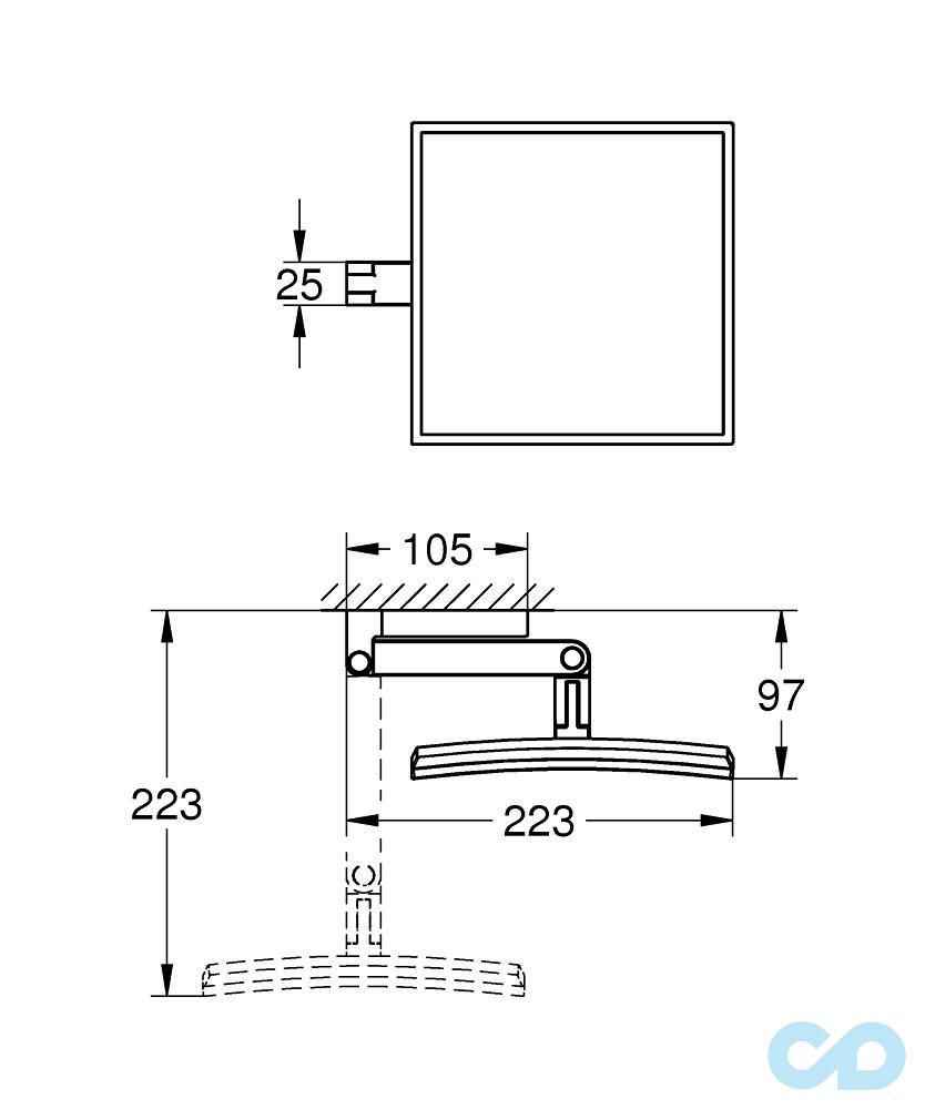 креслення Косметичне дзеркало Grohe Selection Cube 40808000