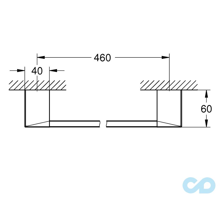 креслення Полотенцедержатель Grohe Selection Cube 40767000