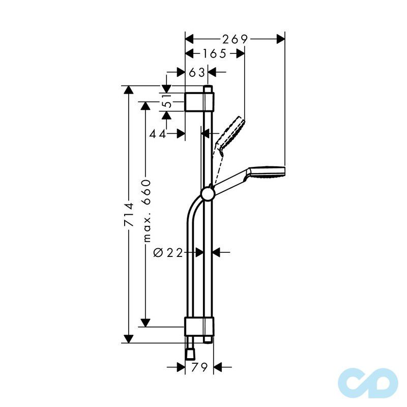 Набір змішувачів для душу Hansgrohe Logis Loop 1072017 технічна схема 2