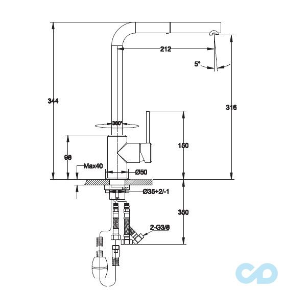 розмір кухонний змішувач franke sirius (115.0476.823) графіт