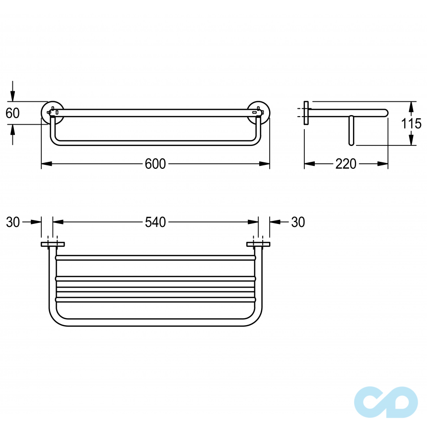 креслення Полотенцедержатель Franke Firmus FIRX012HP