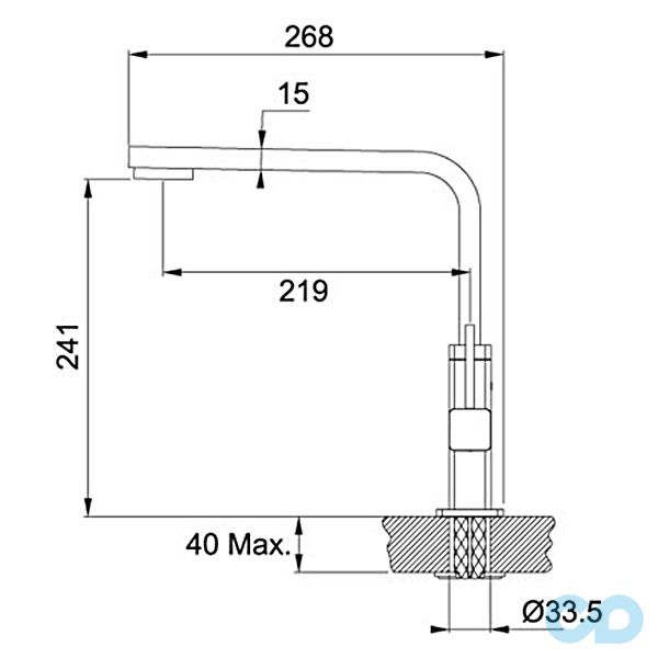 розмір кухонний змішувач franke quantum (115.0177.694