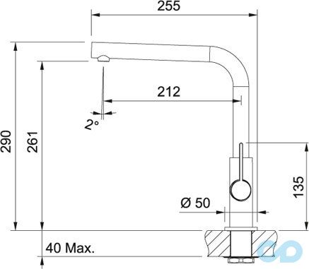 размер кухонный смеситель franke neptune evo (115.0373.929)