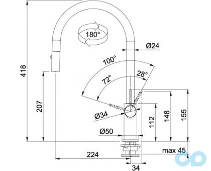 розмір кухонний змішувач franke ambient (115.0289.517