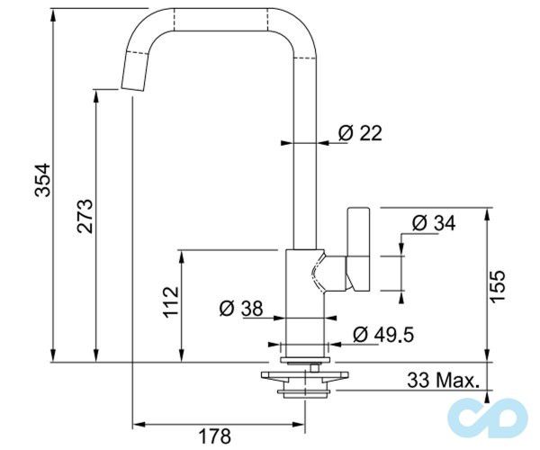розмір кухонний змішувач franke elegance (115.0266.451
