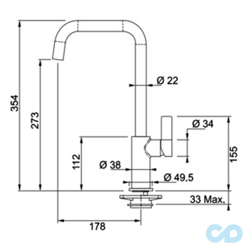 розміри кухонний змішувач franke elegance (115.0296.787
