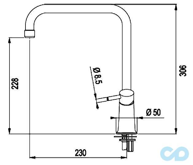 розмір кухонний змішувач franke galileo (115.0196.552
