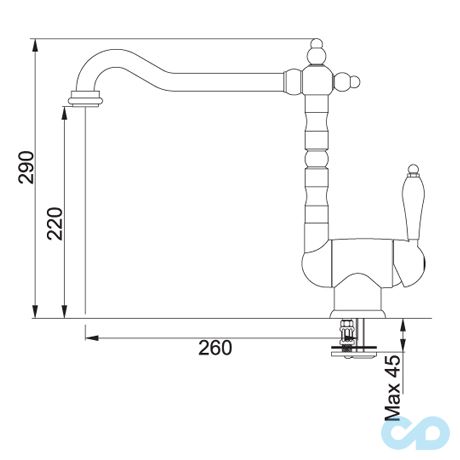 розмір кухонний змішувач franke old-england (115.0315.597