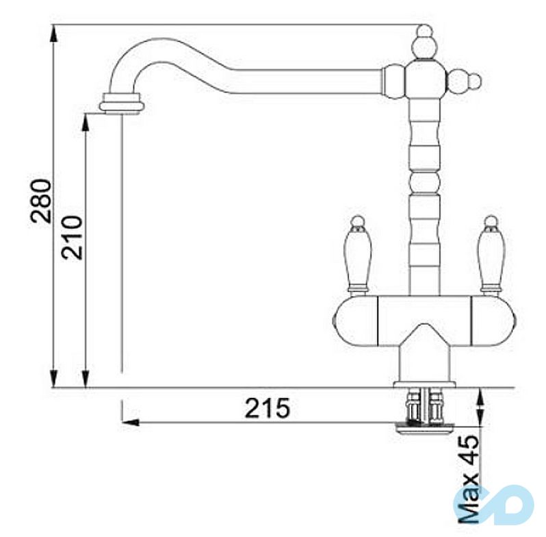 розмір кухонний змішувач franke old-england bicomand (115.0315.598