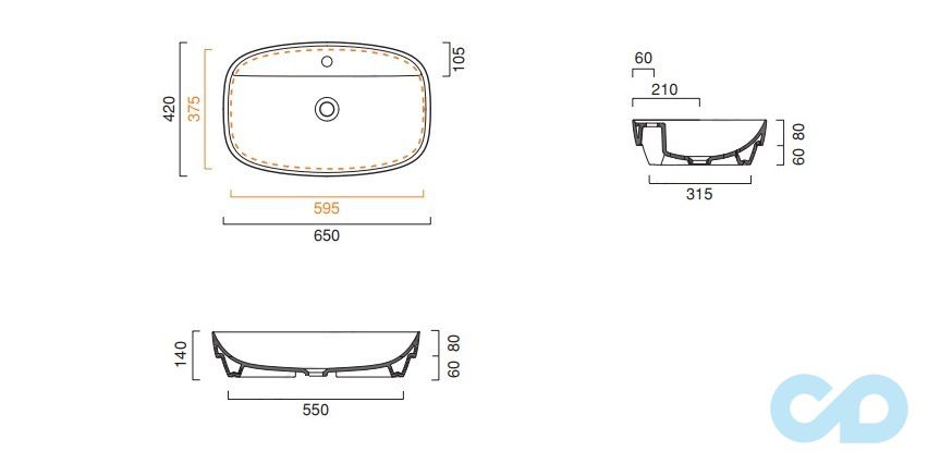 ціна раковина накладна catalano colori 165grlxgs