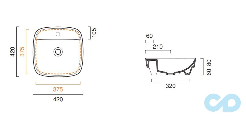 розміри раковина накладна catalano colori 142grlxgs