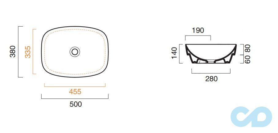 раковина накладна catalano colori 150agrlxas ціна