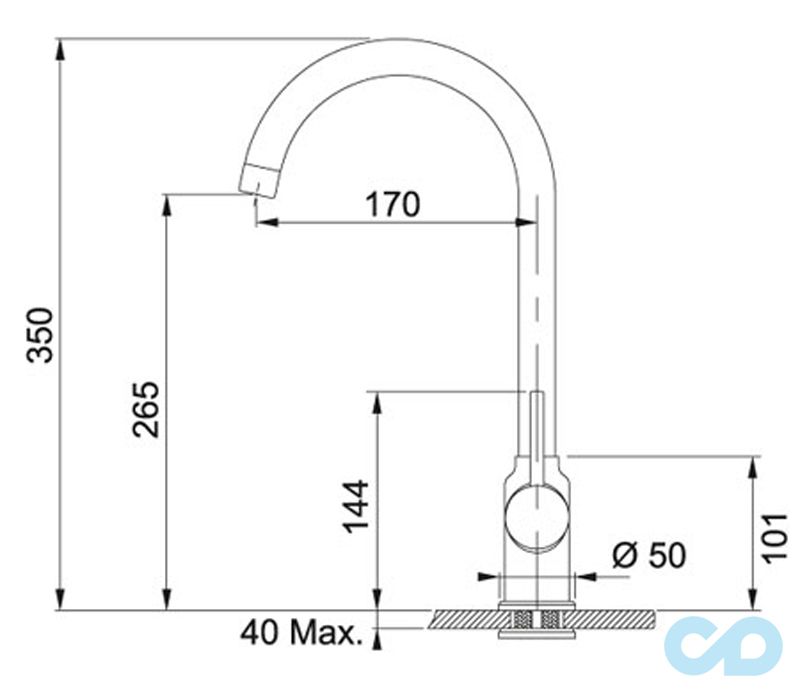 розмір кухонний змішувач franke pola (115.0298.093) онікс