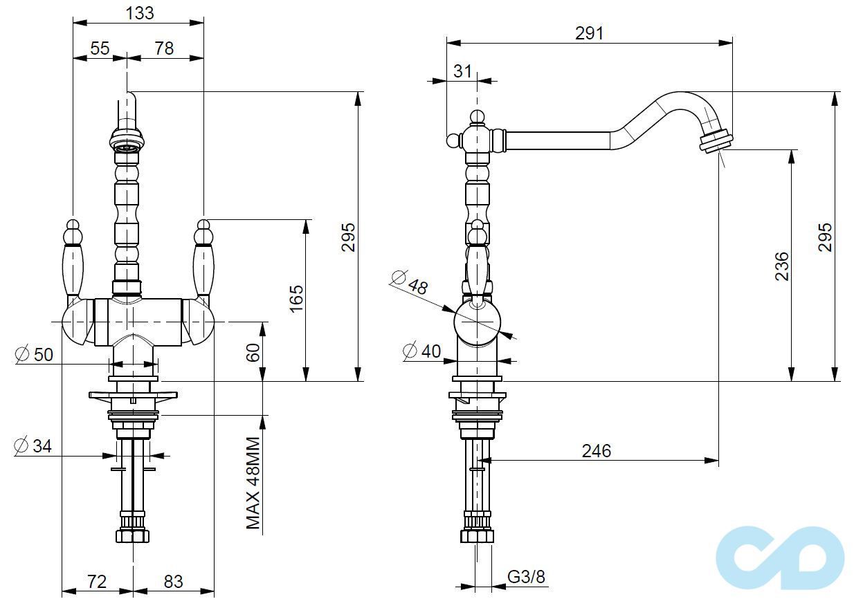 розмір кухонний змішувач franke byblos (115.0370.684) бронза