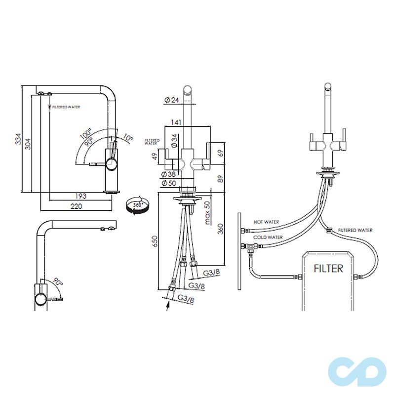 розмір кухонний змішувач franke neptune clear water (115.0370.709) цукру