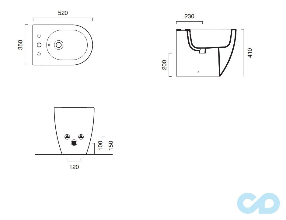 креслення Біде підлогове Catalano Colori 1BIC52GS