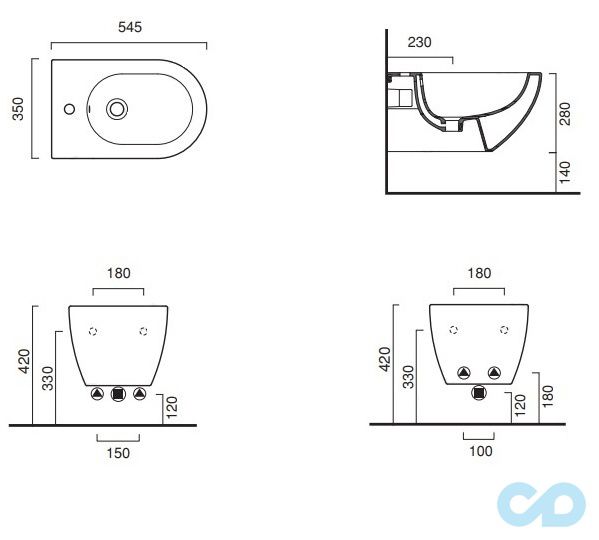 креслення Біде підвісне Catalano Colori 1BSF54AS
