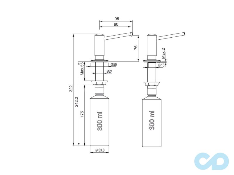 фото дозатор для рідкого миючого засобу franke sdr 993