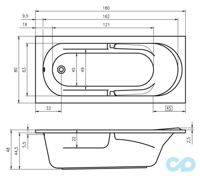 размеры ванна riho future 180х80 bc31