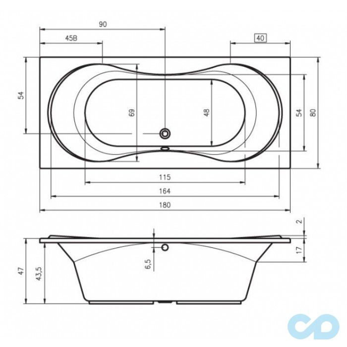 размеры ванна riho supreme 180х80 ba55