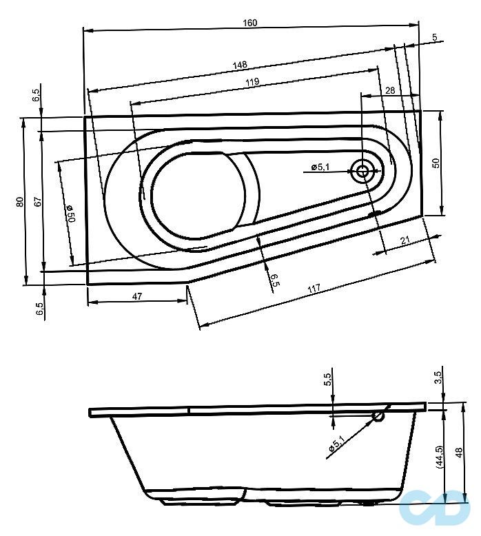 ванна riho delta 160х80 r bb82 розміри