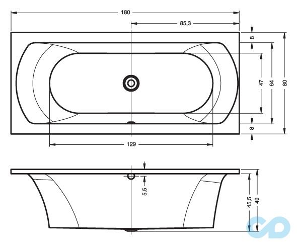 розміри ванна riho lima 180х80 l bb46