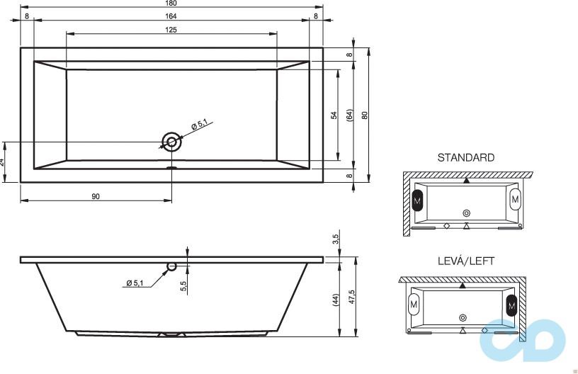 розміри ванна riho lusso 180х80 ba98