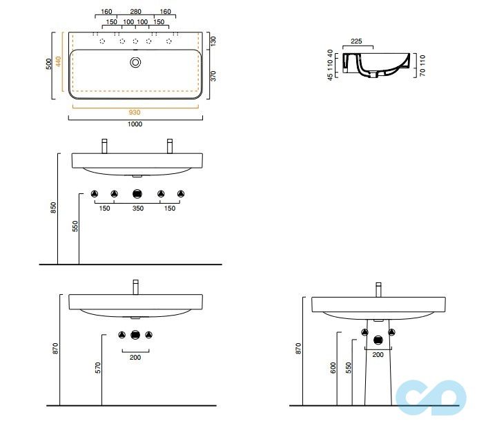 размеры раковина catalano green 1100gr00