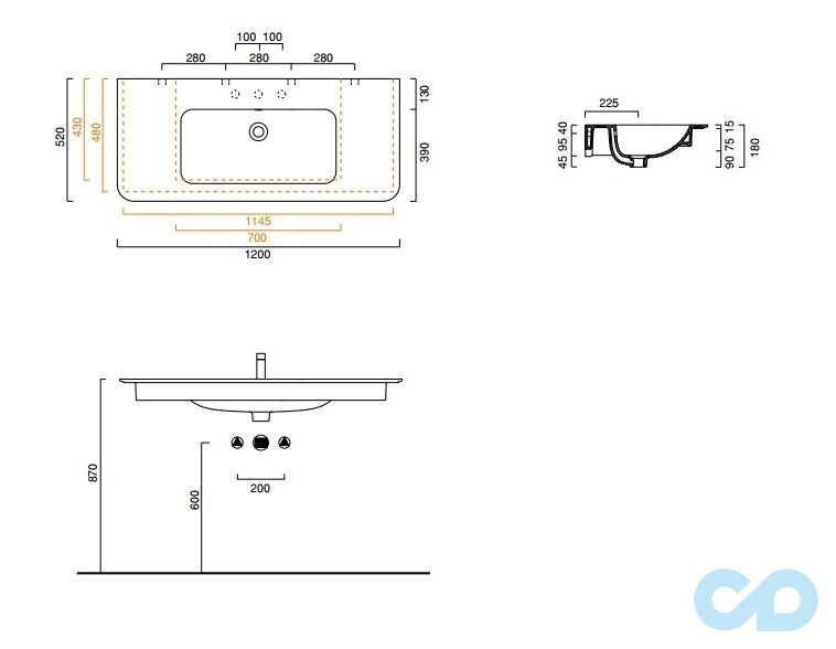 раковина catalano green up 1120grup00 размеры