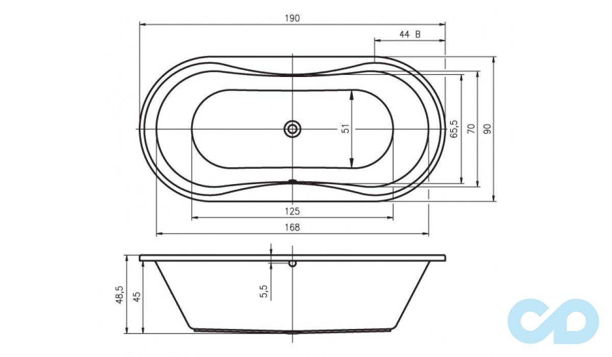 розміри ванна riho lugano 190х90 ba78