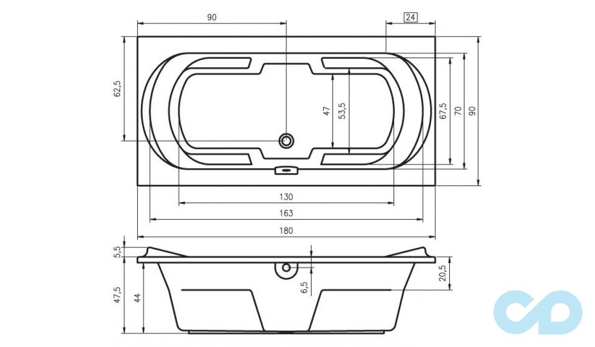 розміри ванна riho montreal 180х90 ba13