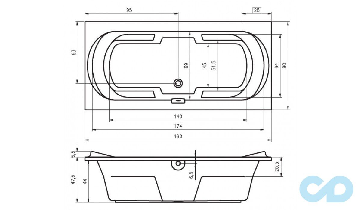 ванна riho montreal 190х90 ba15 розміри