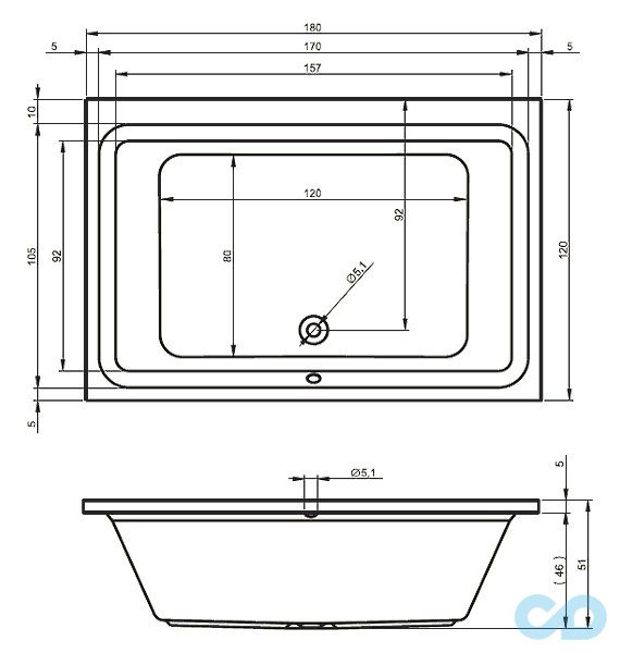 размеры ванна riho castello 180x120 bb77