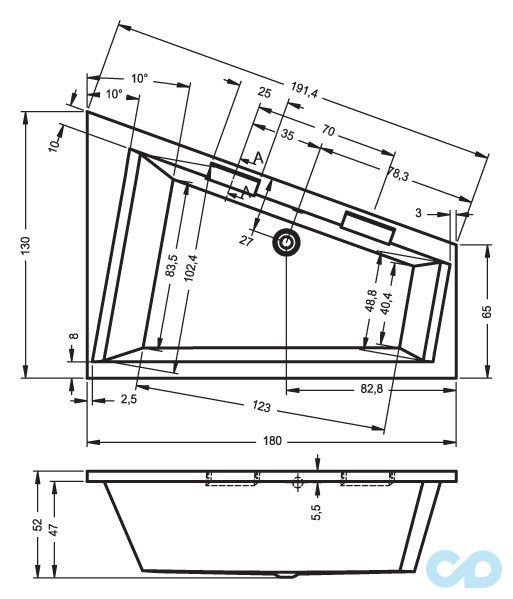 розміри ванна riho doppio 180х130 l ba91