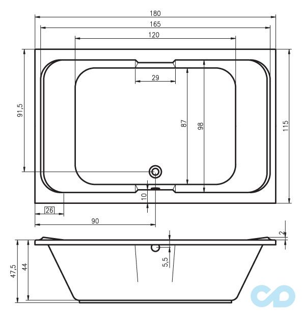 розміри ванна riho sobek 180х115 bb28