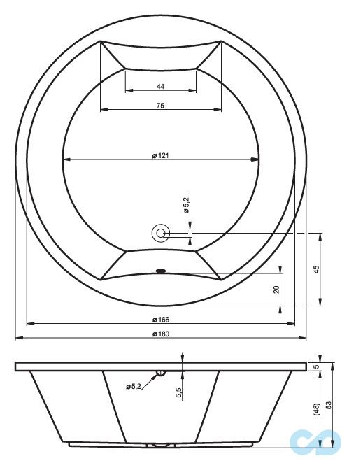 розміри ванна riho colorado 180х180 bb02