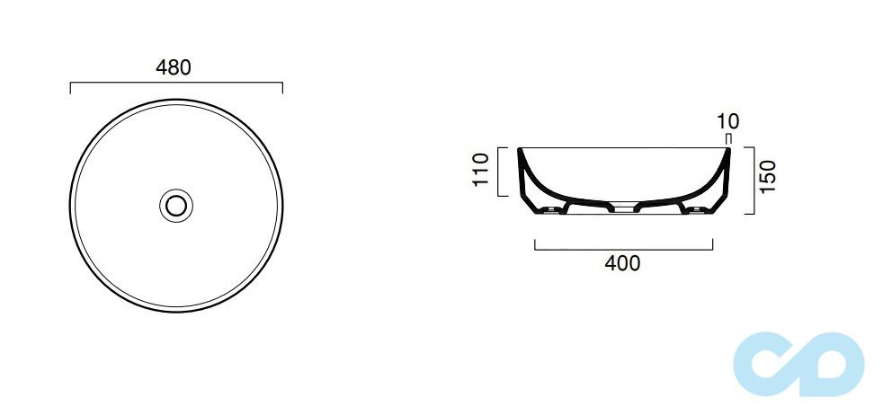 розміри раковина настільна catalano green 148agr00