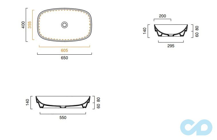 розміри раковина настільна catalano green lux 165agrlx00