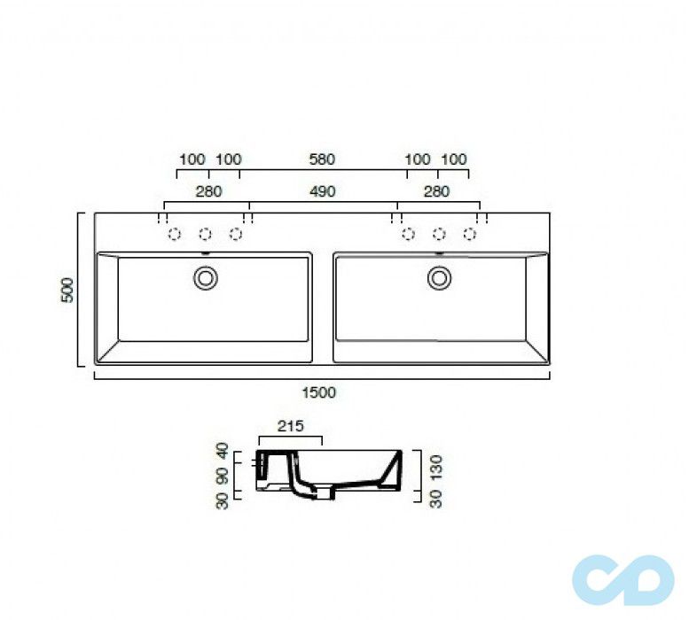 размеры раковина двойная catalano premium 115vp00
