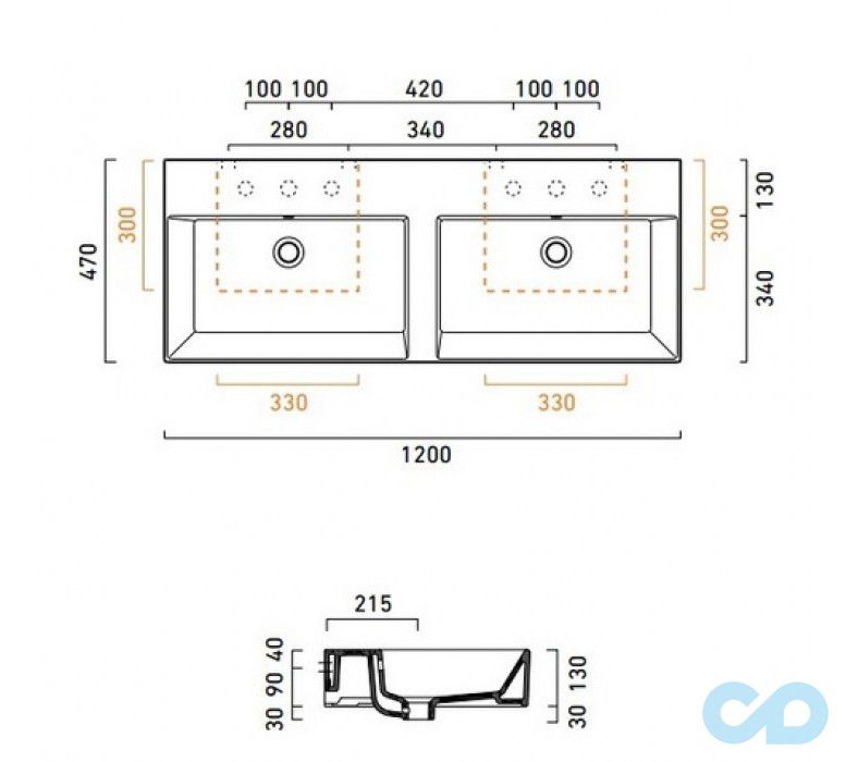 розміри раковина подвійна catalano premium 112vpd00