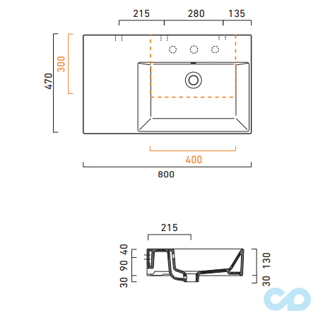 раковина catalano premium up 180dvp00 розмір
