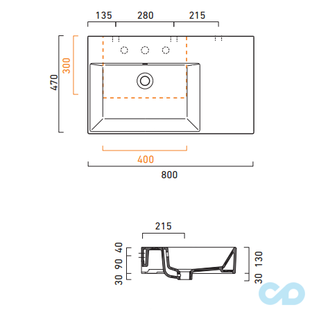раковина catalano premium up 180svp00 розміри