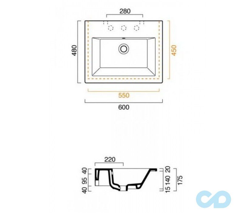 розміри раковина catalano star 160st00