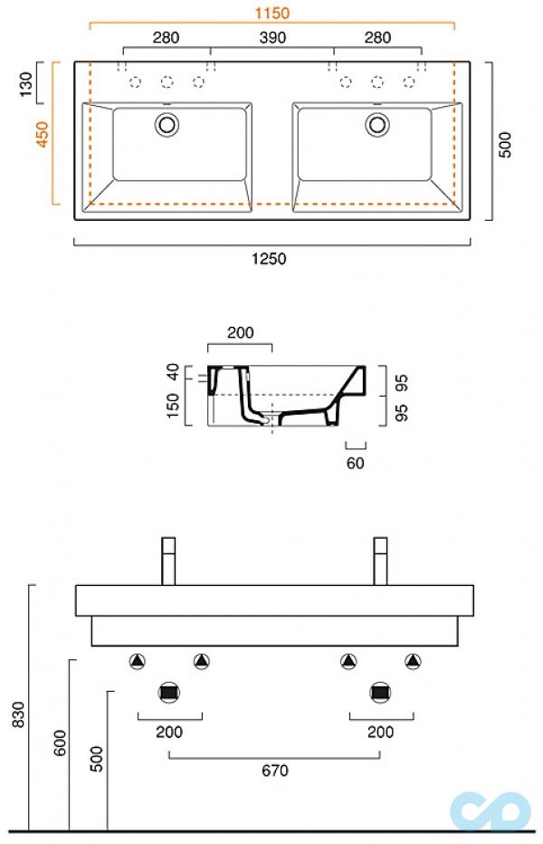 раковина catalano zero 1125ZE00 размеры